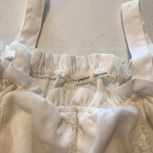 Blu Pepper | Cold Shoulder Lace Sleeve Lined Shirt - Picture 6 of 8